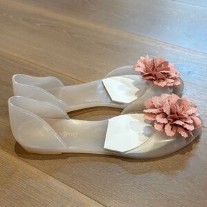 Soervimy Women’s Size 39 Pink Floral Jelly D'Orsay Flats.